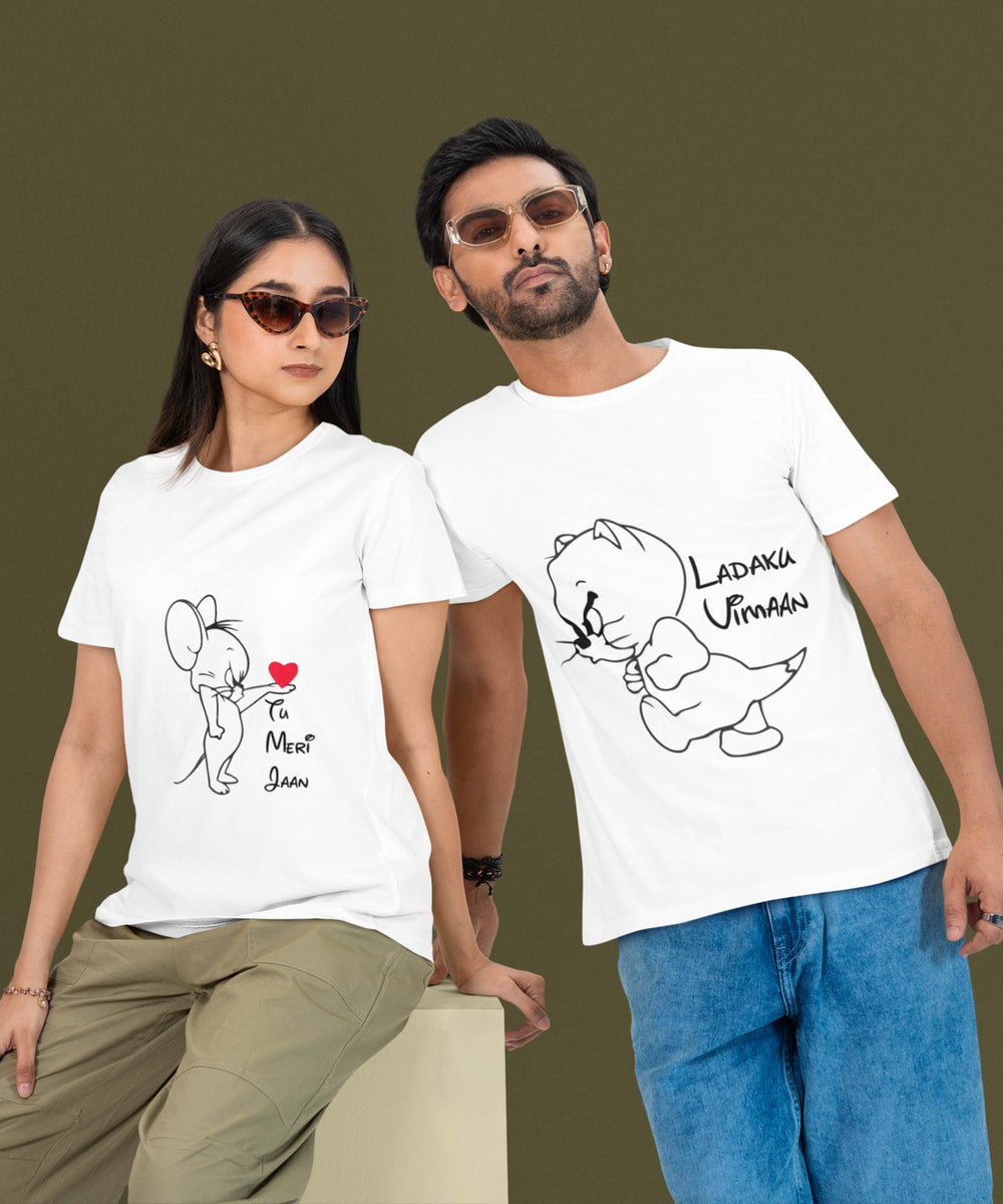 Ladaku Vimaan- Couple T-shirts (Pack of 2) - Letshandcraft
