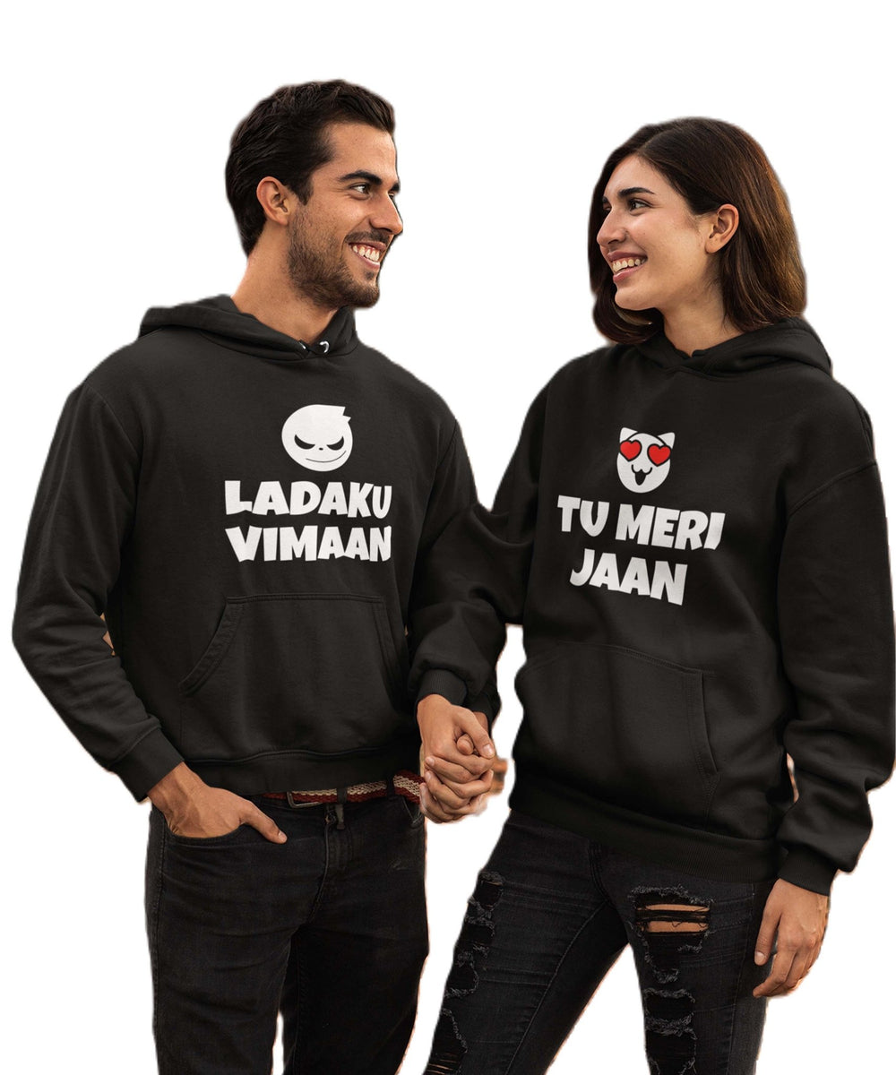 Ladaku Vimaan, Tu Meri Jaan - Couple Hoodies (pack of 2) - Letshandcraft