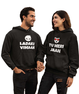 Ladaku Vimaan, Tu Meri Jaan - Couple Hoodies (pack of 2) - Letshandcraft