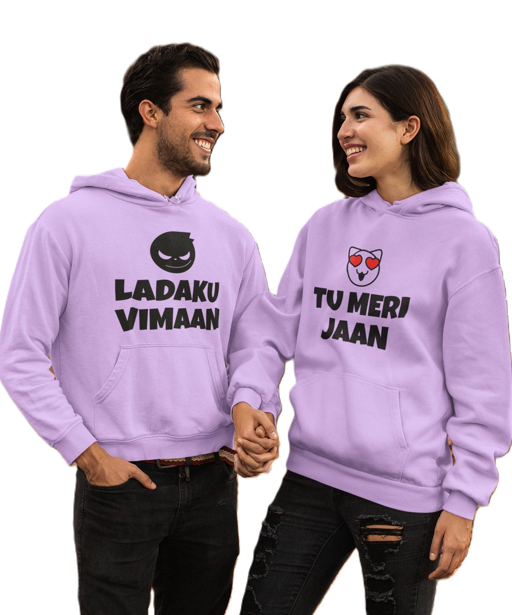 Ladaku Vimaan, Tu Meri Jaan - Couple Hoodies (pack of 2) - Letshandcraft