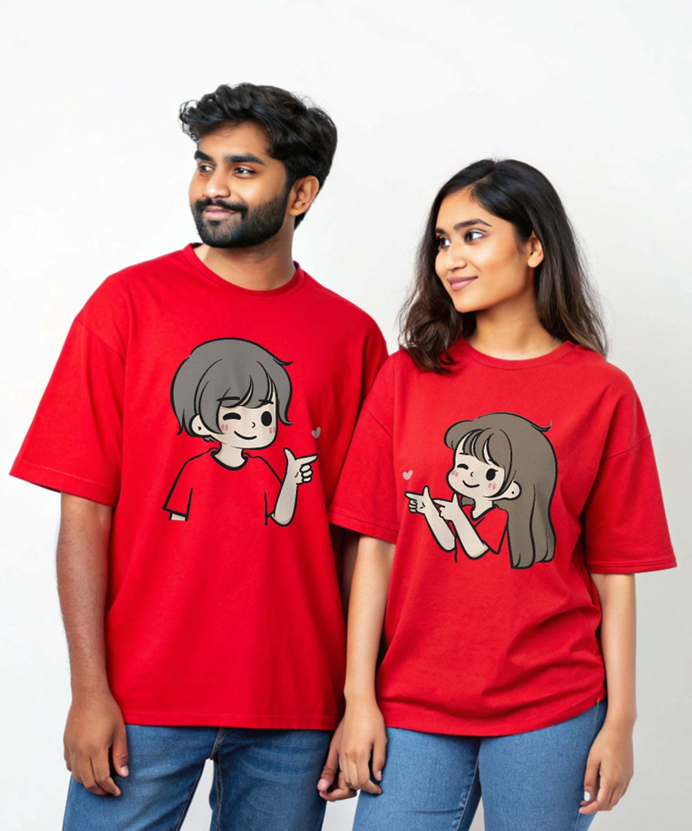 Love Birds - Oversized Drop Shoulder T-Shirt (pack of 2) - Letshandcraft