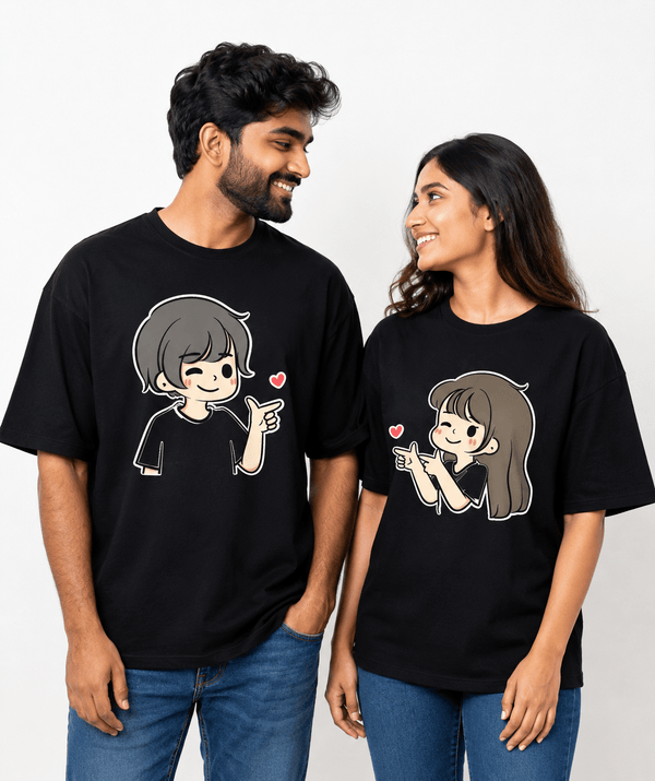 Love Birds - Oversized Drop Shoulder T-Shirt (pack of 2) - Letshandcraft