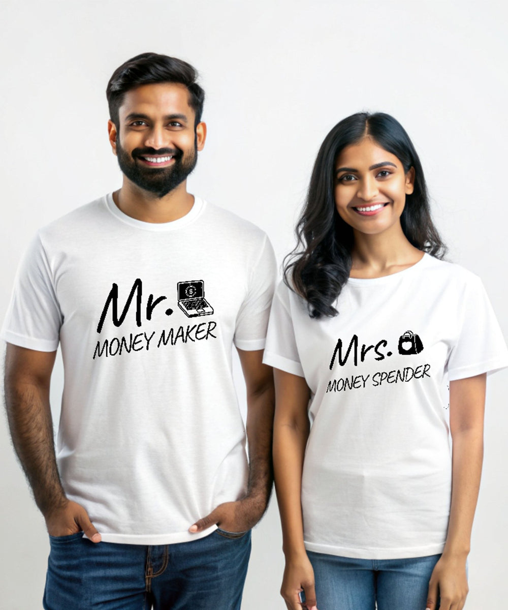 Money Maker v. Money Spender - Couple T-shirts (Pack of 2) - Letshandcraft