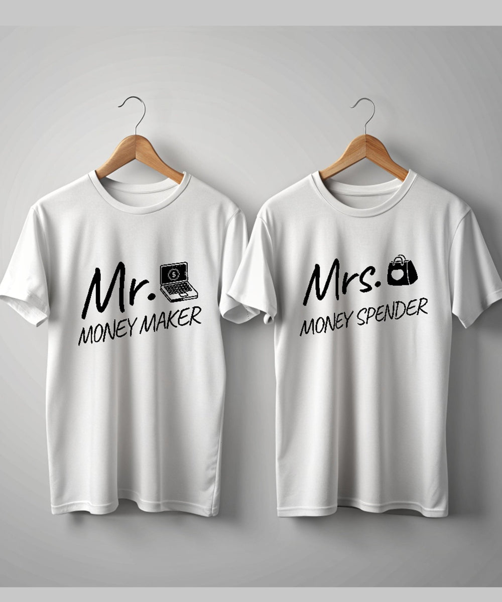 Money Maker v. Money Spender - Couple T-shirts (Pack of 2) - Letshandcraft