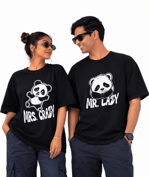 Mr. Lazy v. Ms. Crazy - Oversized Drop Shoulder T-Shirt (pack of 2) - Letshandcraft