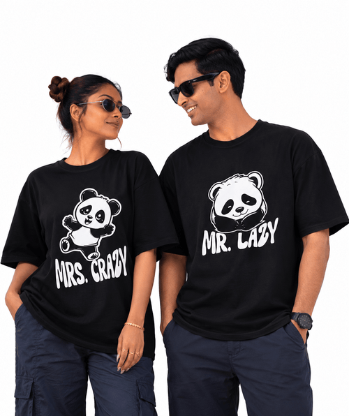 Mr. Lazy v. Ms. Crazy - Oversized Drop Shoulder T-Shirt (pack of 2) - Letshandcraft