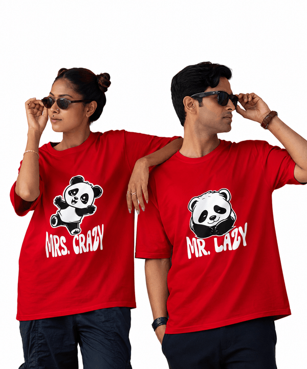 Mr. Lazy v. Ms. Crazy - Oversized Drop Shoulder T-Shirt (pack of 2) - Letshandcraft