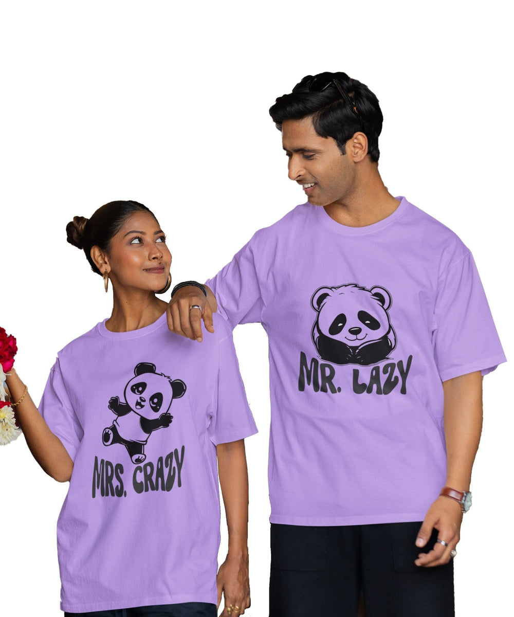 Mr. Lazy v. Ms. Crazy - Oversized Drop Shoulder T-Shirt (pack of 2) - Letshandcraft