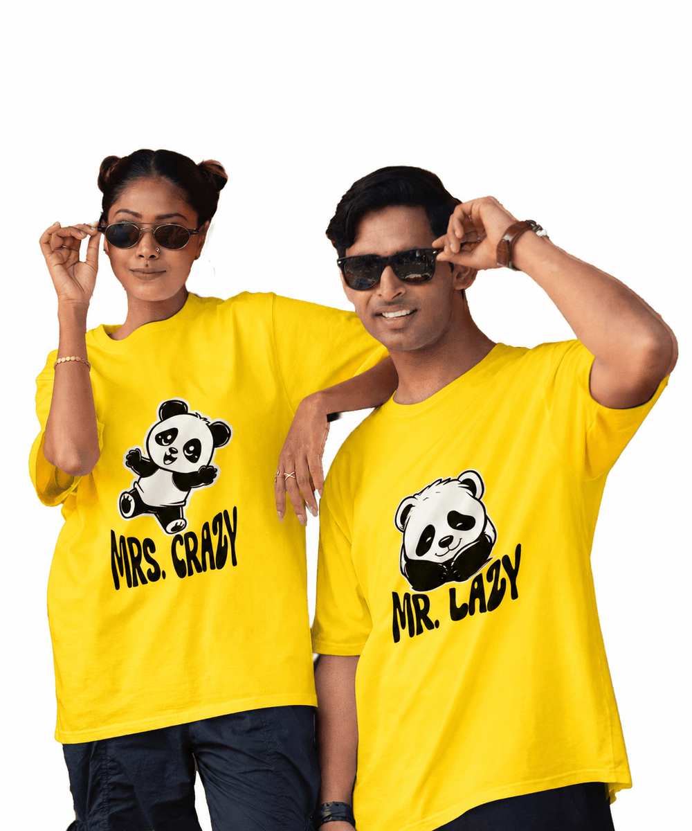 Mr. Lazy v. Ms. Crazy - Oversized Drop Shoulder T-Shirt (pack of 2) - Letshandcraft