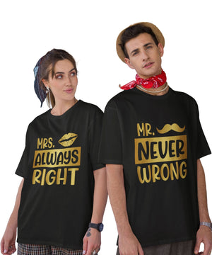 Mr. Never Wrong v. Ms. Always Right - Oversized Drop Shoulder T-Shirt (pack of 2) - Letshandcraft