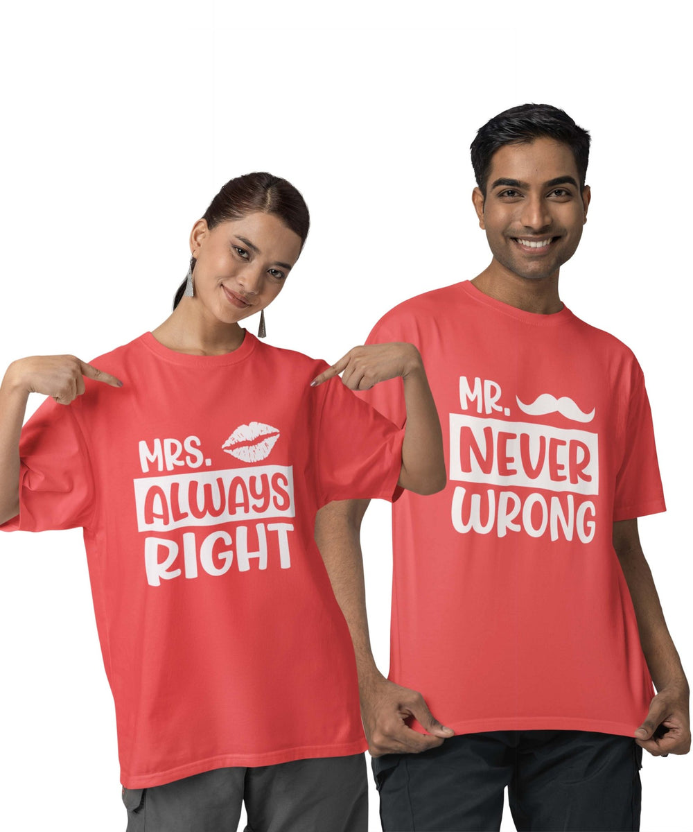 Never Wrong v. Always Right - Oversized Drop Shoulder Red T-Shirt (pack of 2) - Letshandcraft