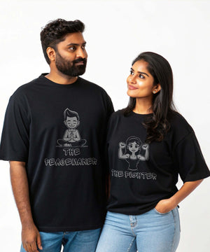 Peacemaker v. Fighter - Oversized Drop Shoulder T-Shirt (pack of 2) - Letshandcraft