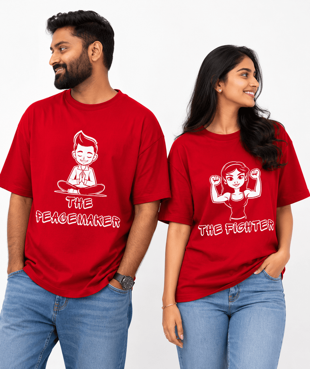 Peacemaker v. Fighter - Oversized Drop Shoulder T-Shirt (pack of 2) - Letshandcraft