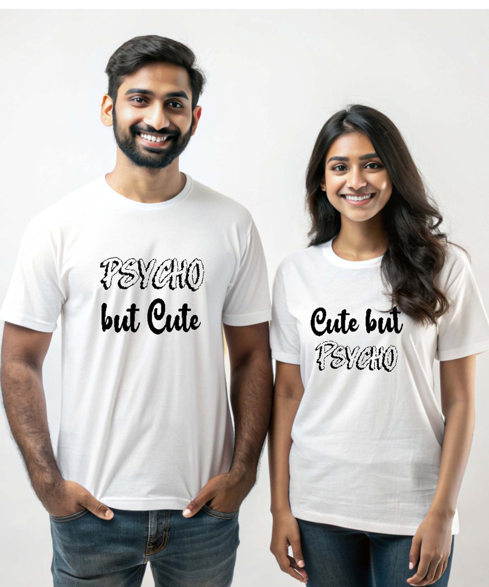Psycho But Cute - Couple T-shirts (Pack of 2) - Letshandcraft