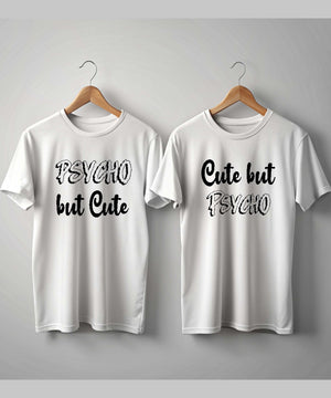 Psycho But Cute - Couple T-shirts (Pack of 2) - Letshandcraft