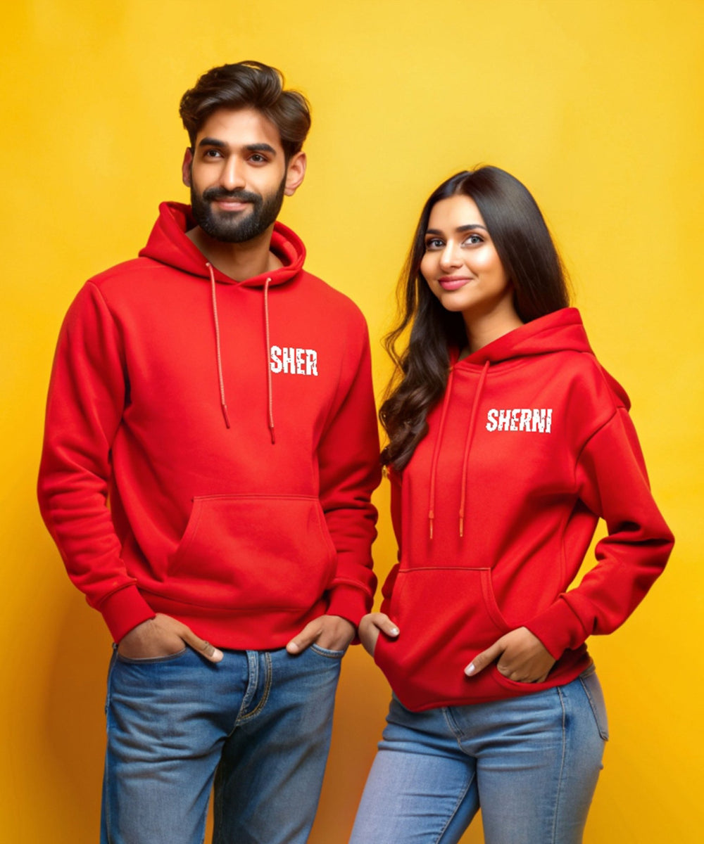 SHER SHERNI - Couple Hoodies Both side Printed (pack of 2) - Letshandcraft