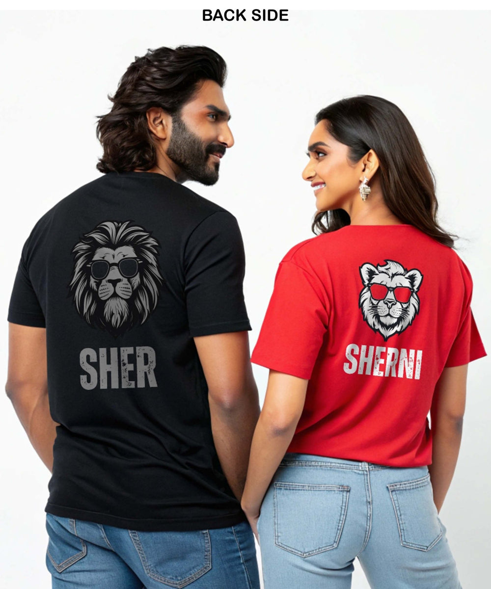 Sher Sherni - Couple T-shirts Back and front Printed (Pack of 2) - Letshandcraft
