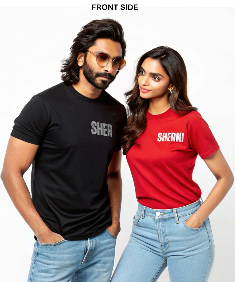 Sher Sherni - Couple T-shirts Back and front Printed (Pack of 2) - Letshandcraft