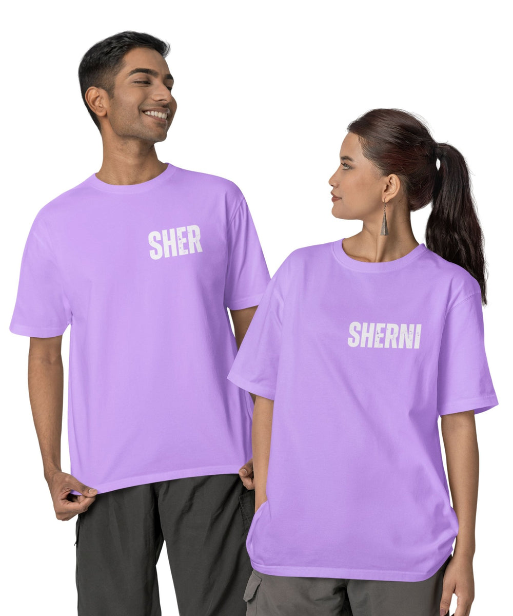 Sher v. Sherni - Both Side Printed Oversized Drop Shoulder T-Shirt - Letshandcraft