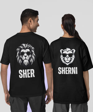 Sher v. Sherni - Both Side Printed Oversized Drop Shoulder T-Shirt - Letshandcraft