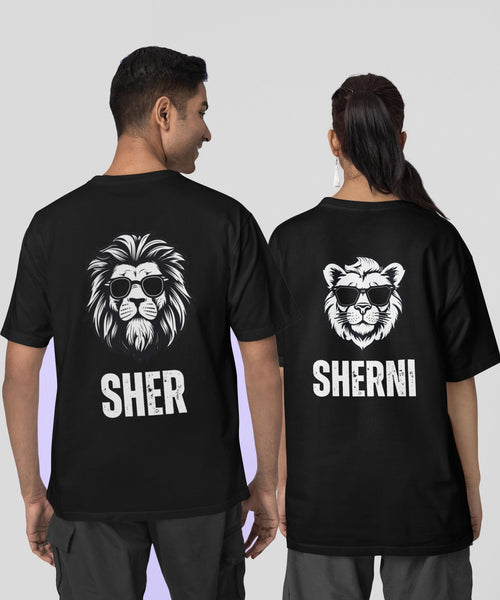 Sher v. Sherni - Both Side Printed Oversized Drop Shoulder T-Shirt - Letshandcraft