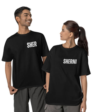 Sher v. Sherni - Both Side Printed Oversized Drop Shoulder T-Shirt - Letshandcraft