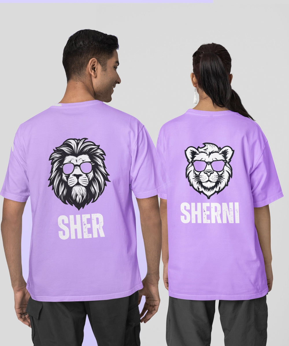 Sher v. Sherni - Both Side Printed Oversized Drop Shoulder T-Shirt - Letshandcraft