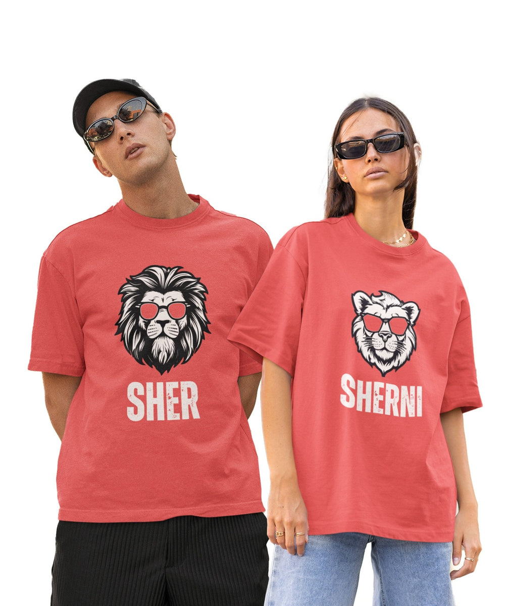 Sher v. Sherni - Oversized Drop Shoulder Red T-Shirt (pack of 2) - Letshandcraft