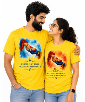 Shiv Parvati Divine Love - Matching Couple T-shirts (Pack of 2) - Letshandcraft