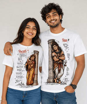 Shiv Parvati Ji - Matching Couple T-shirts (Pack of 2) - Letshandcraft