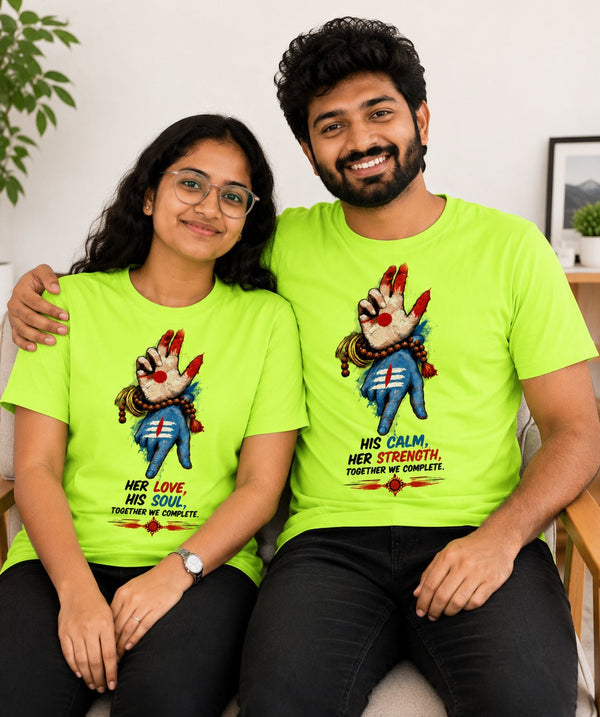 Shiv Parvati Mudra - Matching Couple T-shirts (Pack of 2) - Letshandcraft