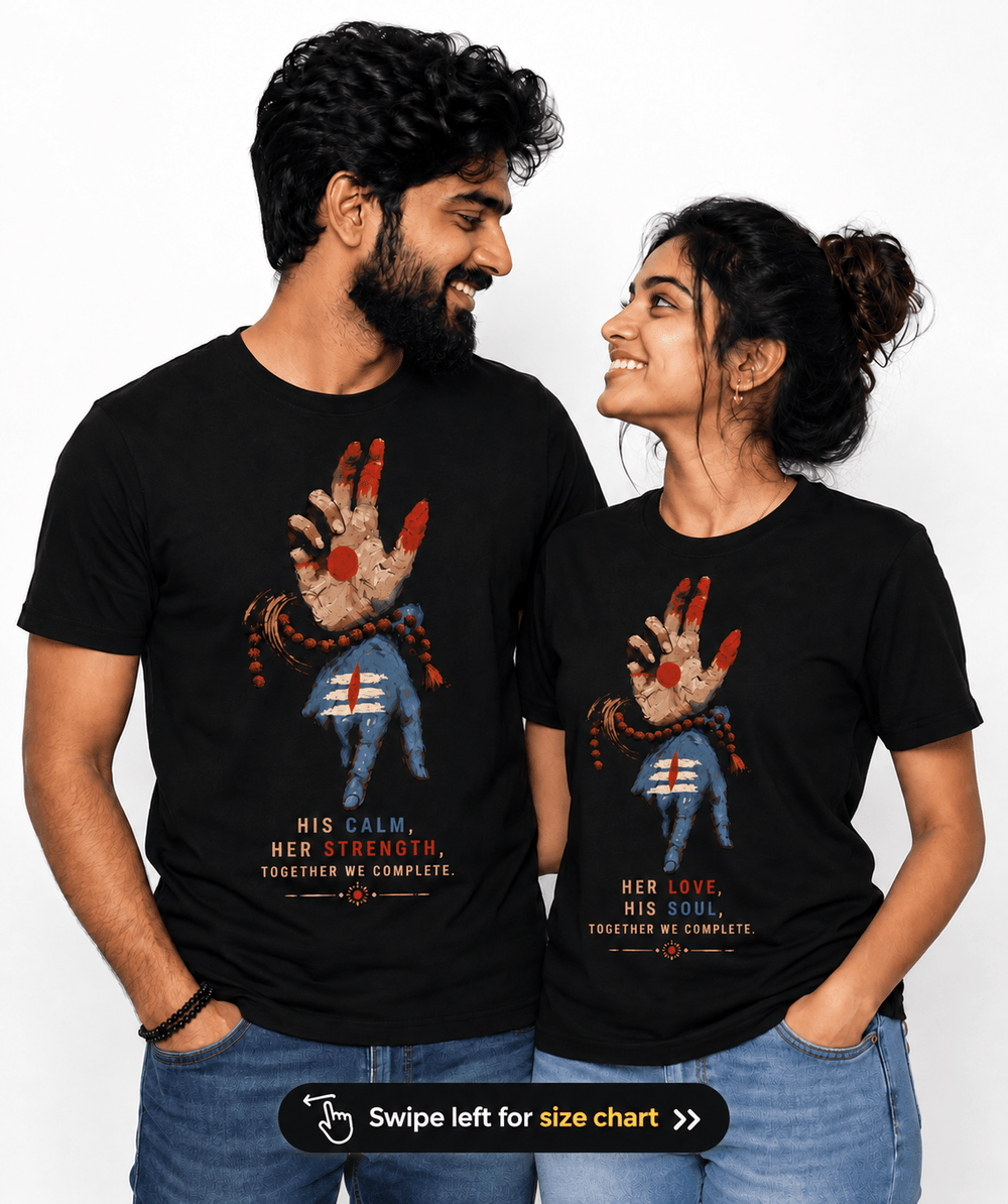 Shiv Parvati Mudra - Matching Couple T-shirts (Pack of 2) - Letshandcraft