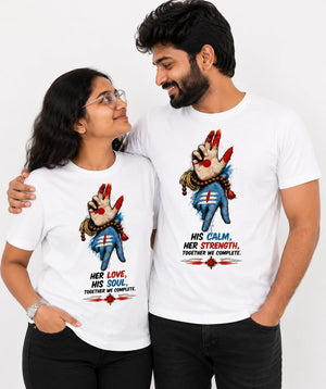 Shiv Parvati Mudra - Matching Couple T-shirts (Pack of 2) - Letshandcraft