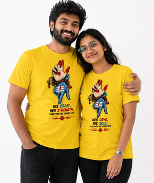Shiv Parvati Mudra - Matching Couple T-shirts (Pack of 2) - Letshandcraft