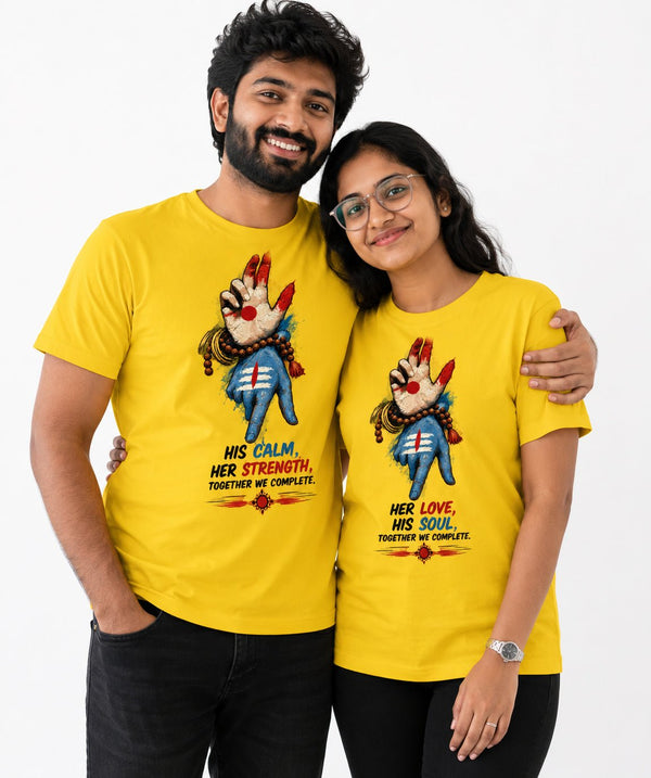 Shiv Parvati Mudra - Matching Couple T-shirts (Pack of 2) - Letshandcraft