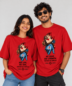 Shiv Parvati Mudra - Oversized Drop Shoulder T-Shirt (pack of 2) - Letshandcraft