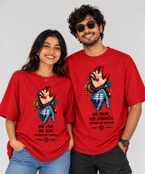 Shiv Parvati Mudra - Oversized Drop Shoulder T-Shirt (pack of 2) - Letshandcraft