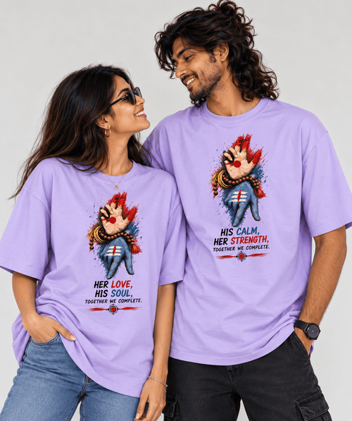 Shiv Parvati Mudra - Oversized Drop Shoulder T-Shirt (pack of 2) - Letshandcraft