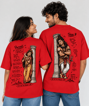 Shiv Parvati - Oversized Drop Shoulder T-Shirt (pack of 2) - Letshandcraft