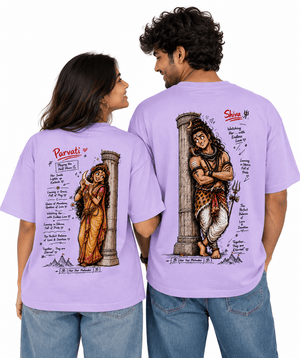 Shiv Parvati - Oversized Drop Shoulder T-Shirt (pack of 2) - Letshandcraft