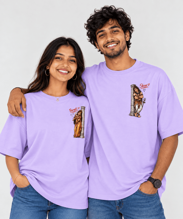 Shiv Parvati - Oversized Drop Shoulder T-Shirt (pack of 2) - Letshandcraft