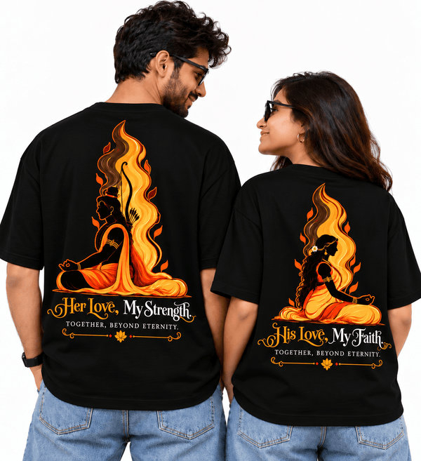 Shree Ram Sita Bond - Oversized Drop Shoulder T-Shirt (pack of 2) - Letshandcraft