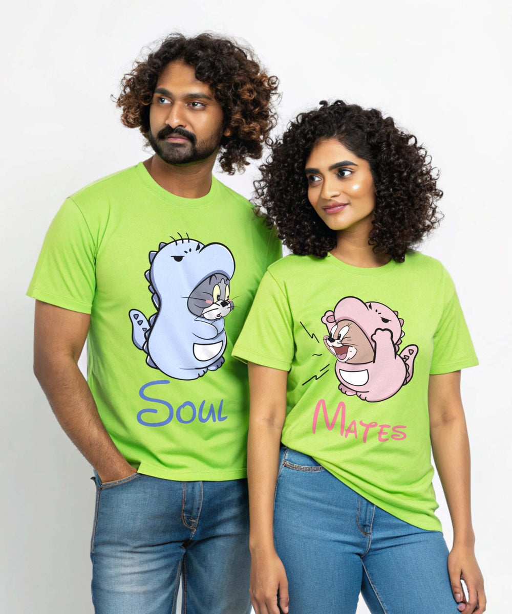 Soul Mates Dino - Couple T-shirts (Pack of 2) - Letshandcraft