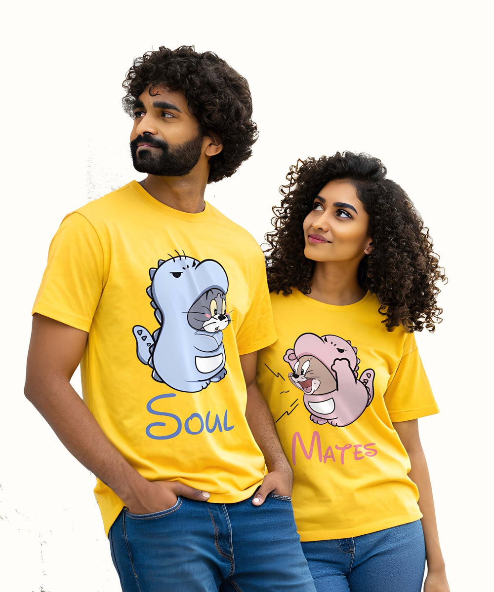 Soul Mates Dino - Couple T-shirts (Pack of 2) - Letshandcraft