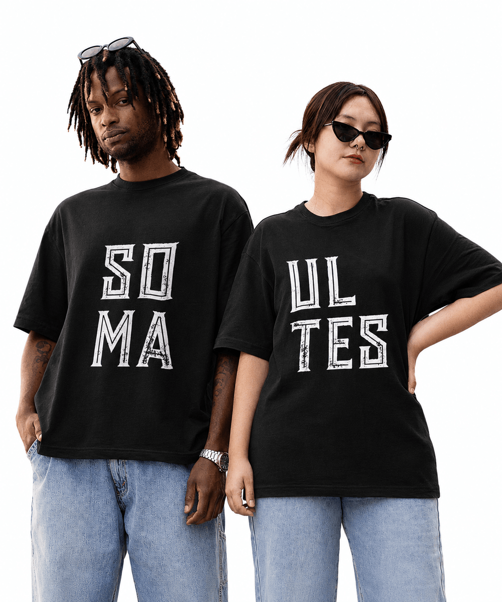 Soul Mates - Oversized Drop Shoulder T-Shirt (pack of 2) - Letshandcraft