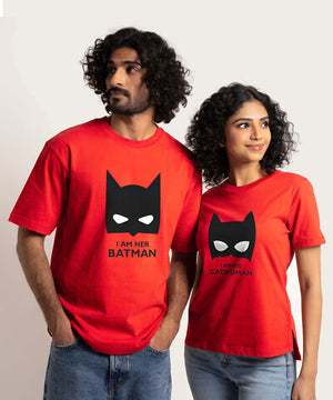 Super Hero Bat Couple - Couple T-shirts (Pack of 2) - Letshandcraft