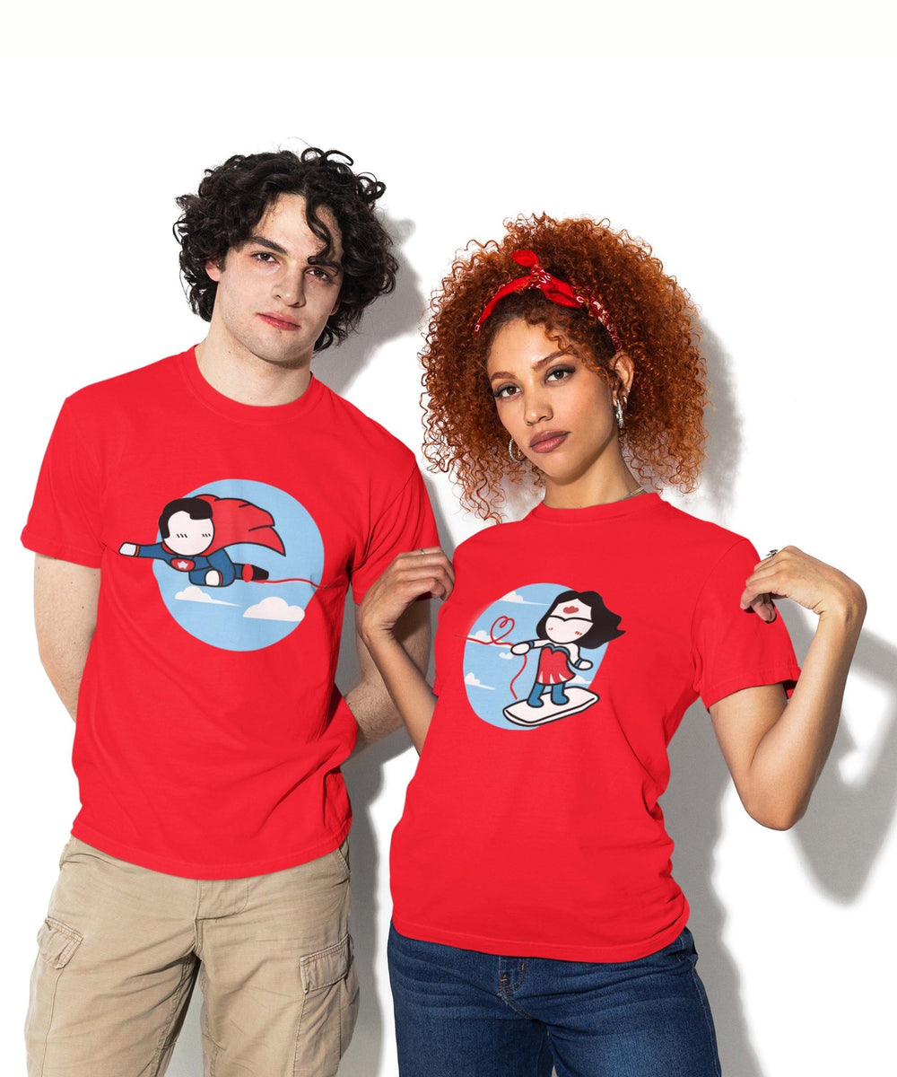 Superhero Couple - Couple T-shirts (Pack of 2) - Letshandcraft