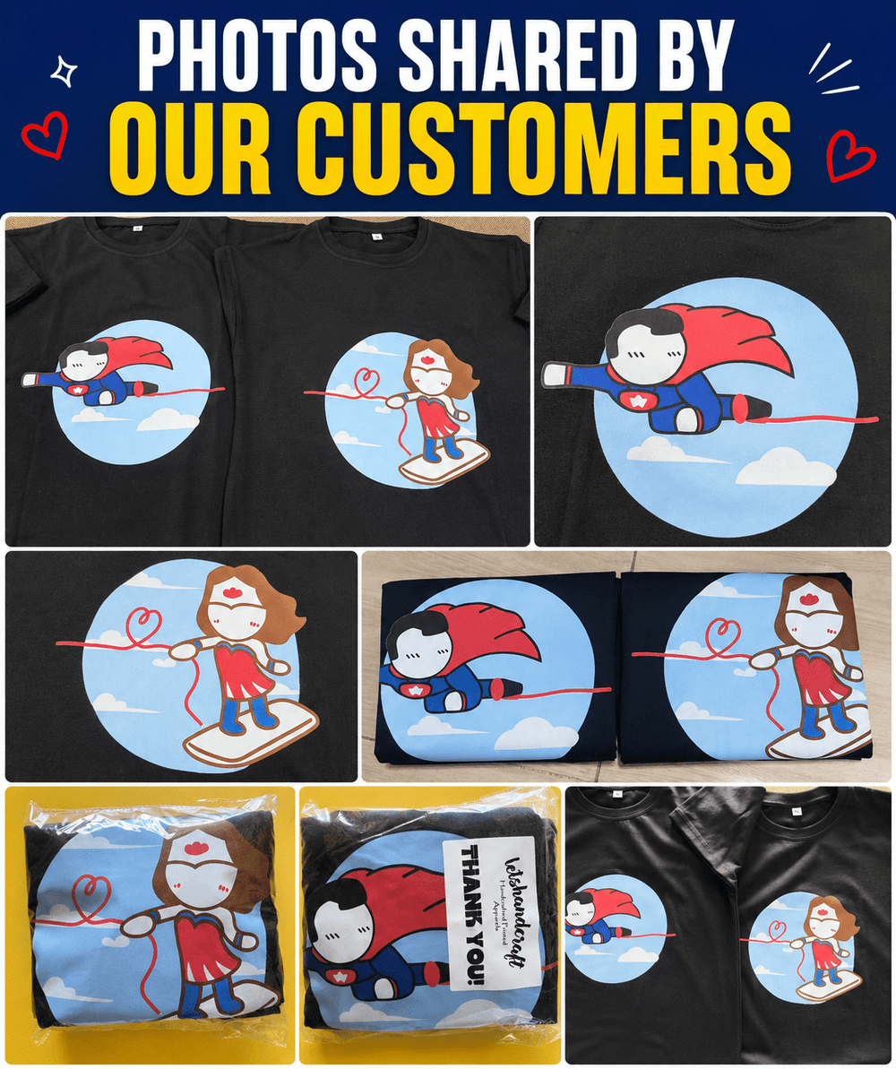 Superhero Couple - Oversized Drop Shoulder T-Shirt (pack of 2) - Letshandcraft