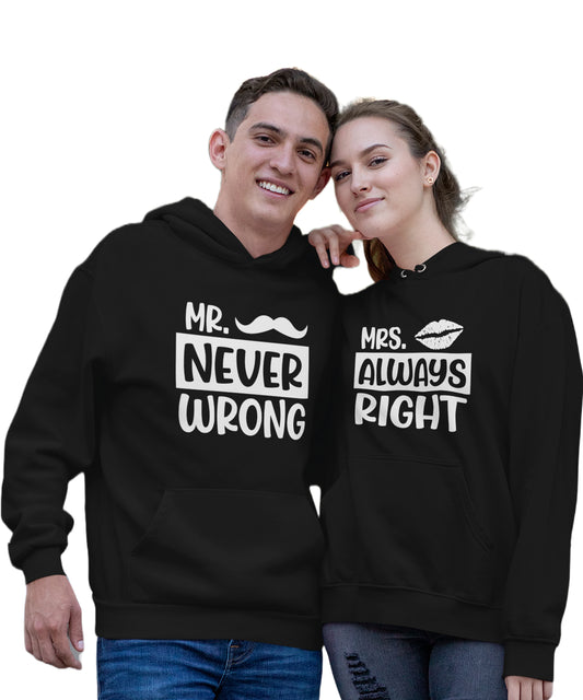 Mr. Never Wrong & Mrs. Always Right - Couple Hoodies (pack of 2)