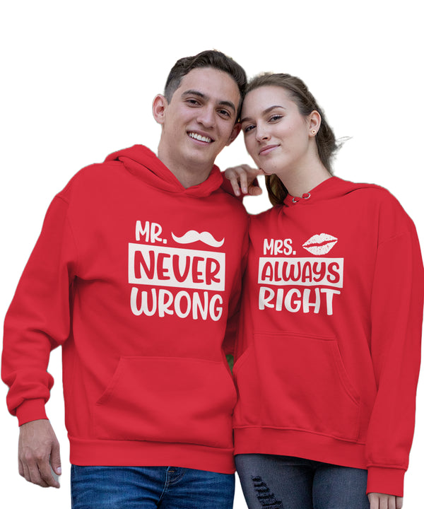 Mr. Never Wrong & Mrs. Always Right - Couple Hoodies (pack of 2)
